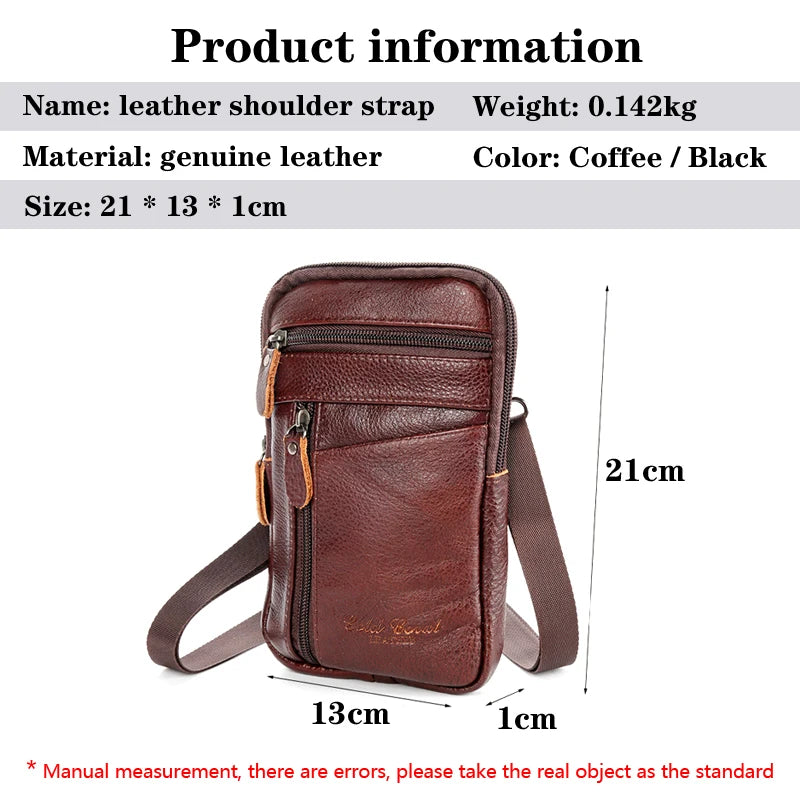 Men’s Vintage Leather Waist Bag – Multi-Function Crossbody & Belt Pouch