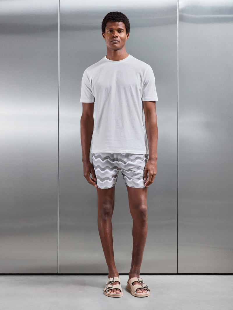 Palma Drawstring Printed Swim Short in Stone