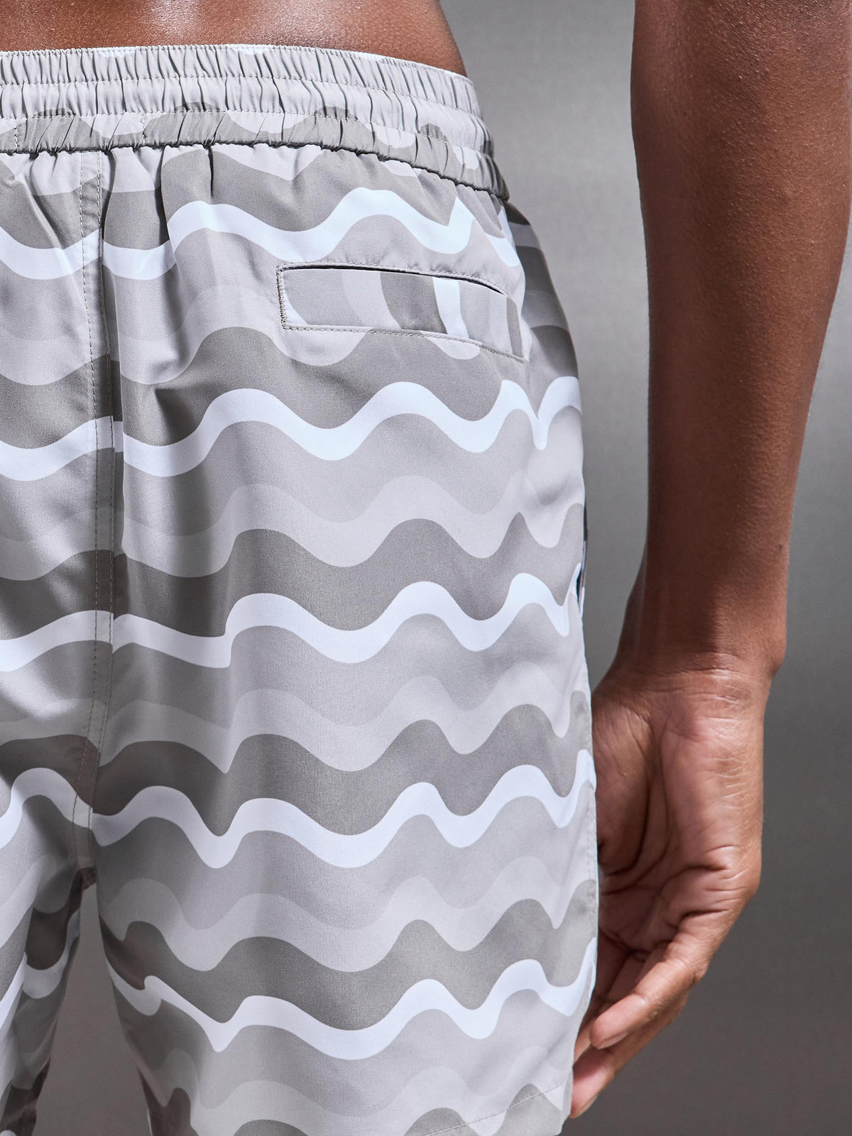 Palma Drawstring Printed Swim Short in Stone