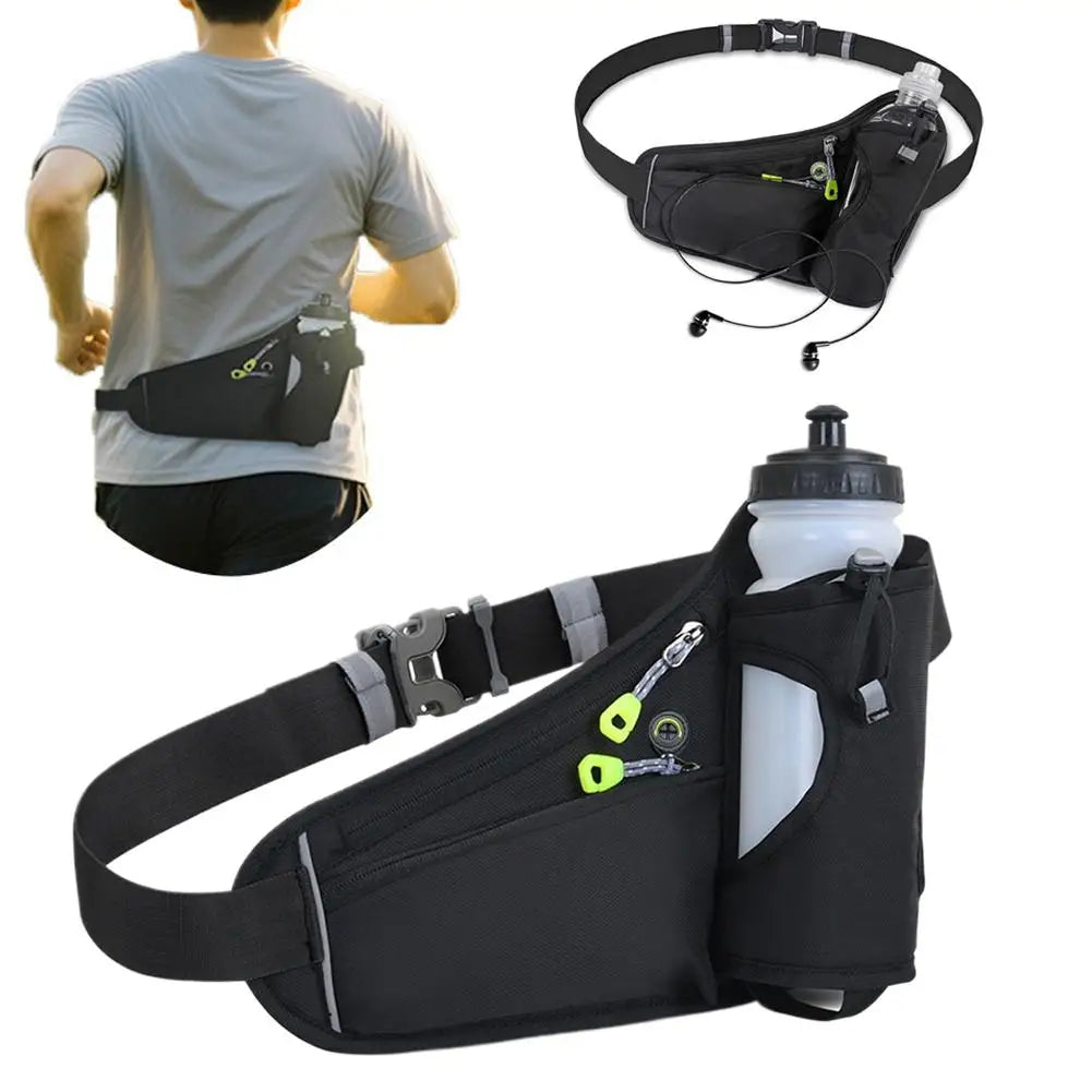 Sports Running Waist Bag – Adjustable Belt with Bottle Holder