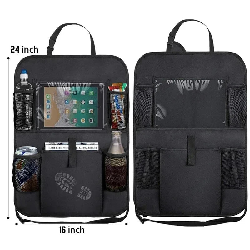 Multifunctional Car Seat Organizer – Oxford Fabric, Multi-Pocket & Tablet Holder