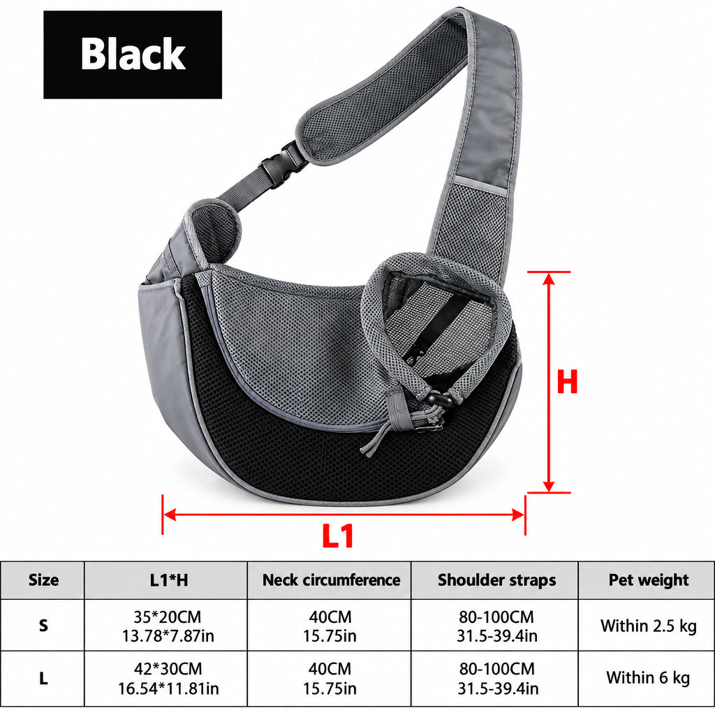 Pet Sling Carrier Bag – Breathable Mesh for Dogs & Cats