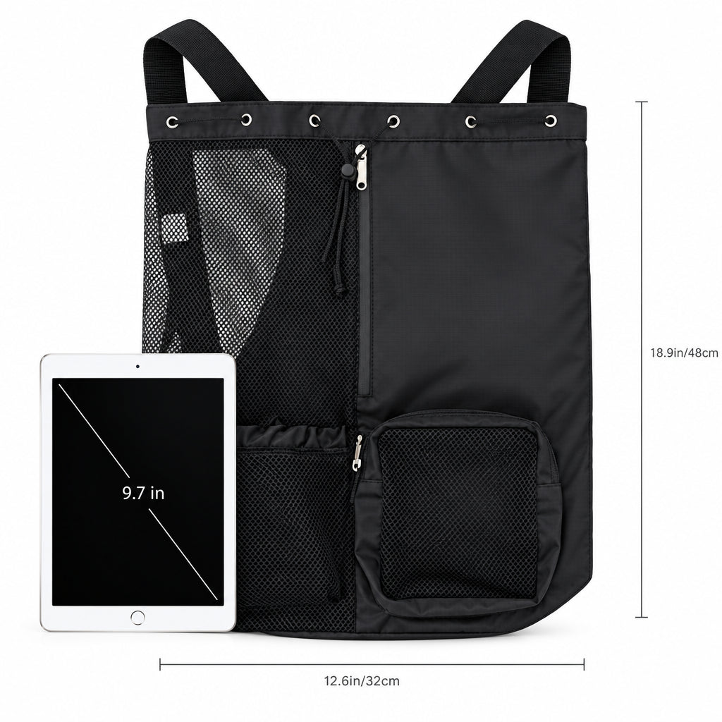 Mesh Swim Backpack – Wet Pocket, Drawstring & Gym Bag