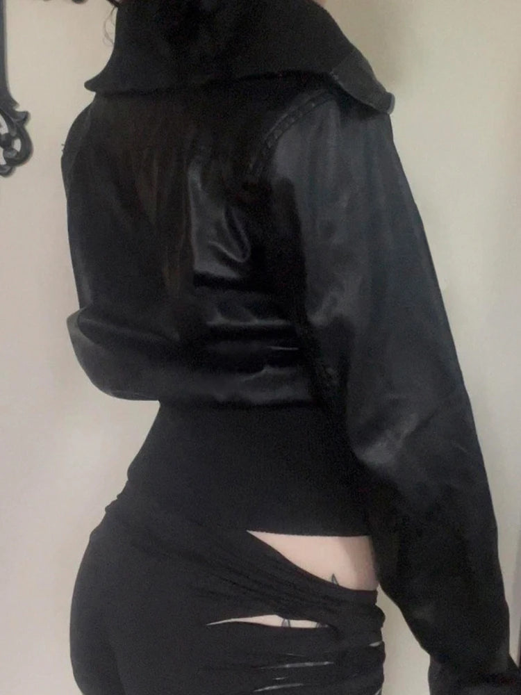 AltGoth PU Leather Jacket – Vintage Grunge, Emo & Harajuku Streetwear