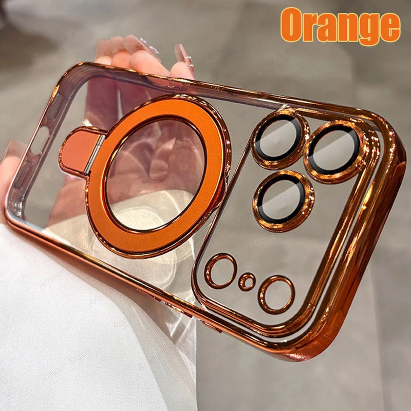 Luxury MagSafe Clear Case for iPhone – Magnetic Ring Stand & Premium Acrylic Cover