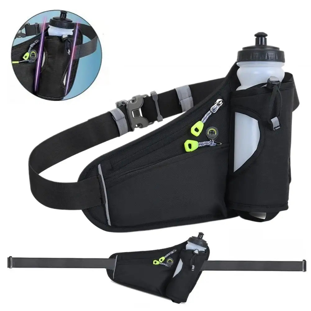 Sports Running Waist Bag – Adjustable Belt with Bottle Holder
