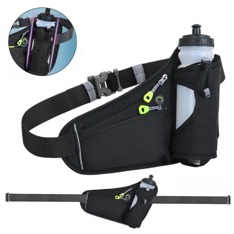 Sports Running Waist Bag – Adjustable Belt with Bottle Holder