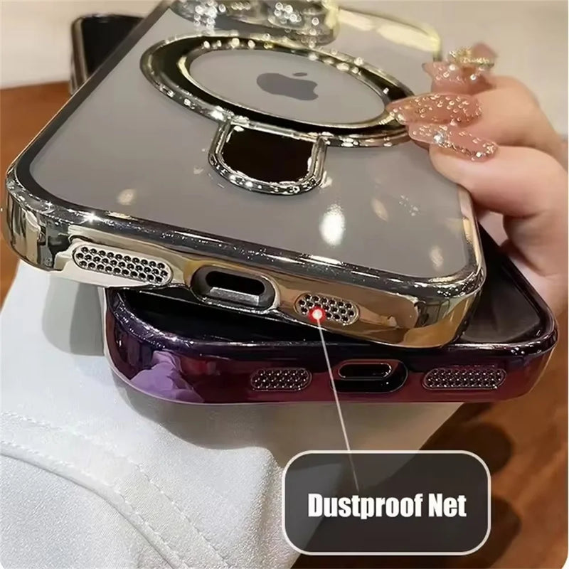 Luxury MagSafe Clear Case for iPhone – Magnetic Ring Stand & Premium Acrylic Cover