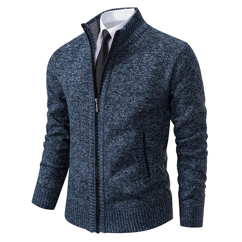 Men’s Fleece Jacket – Warm Stand Collar Zip-Up