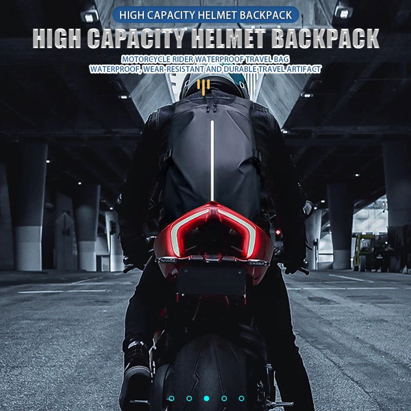 Motorcycle Helmet Backpack – Large, Waterproof & Reflective