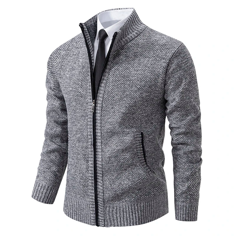 Men’s Fleece Jacket – Warm Stand Collar Zip-Up