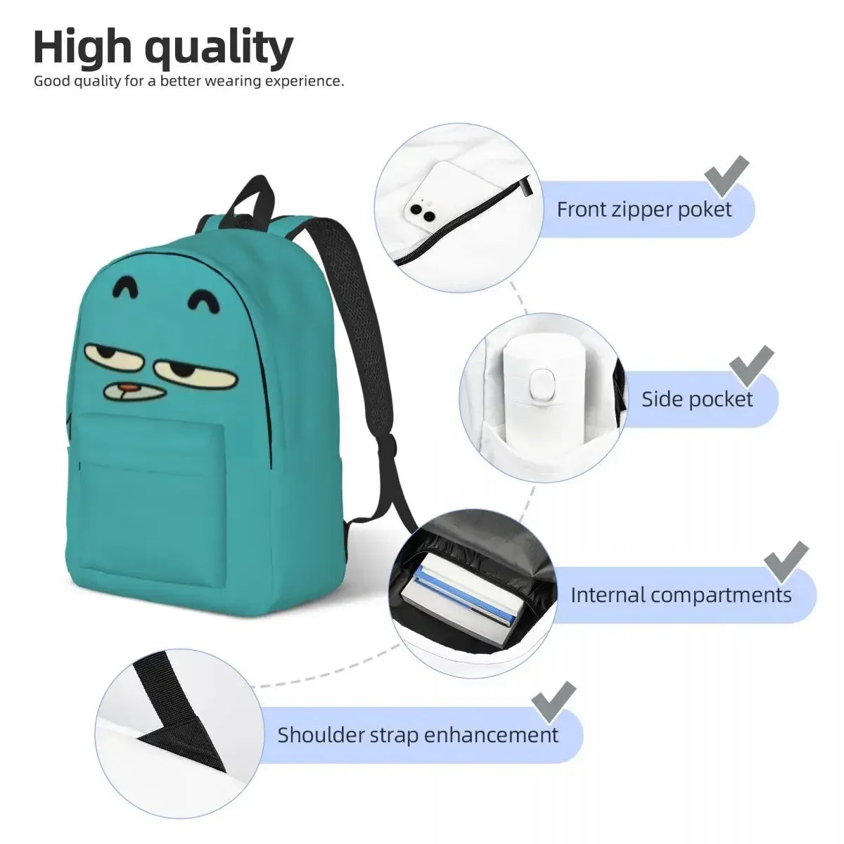 Gumball Cartoon Backpack – Unisex School, College & Travel Daypack