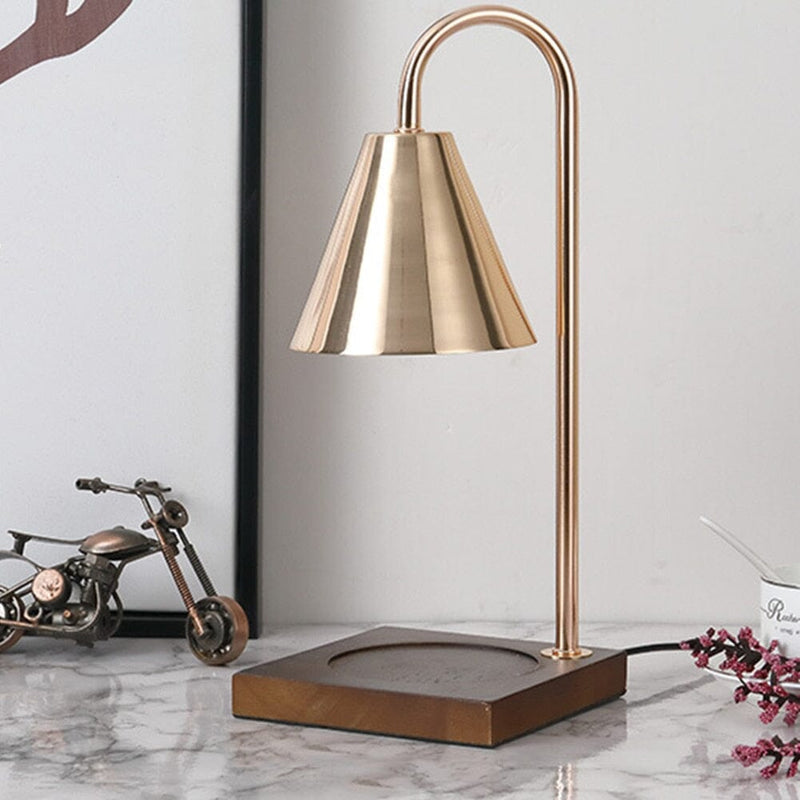 Modern Electric Candle Warmer Lamp with Wooden Base