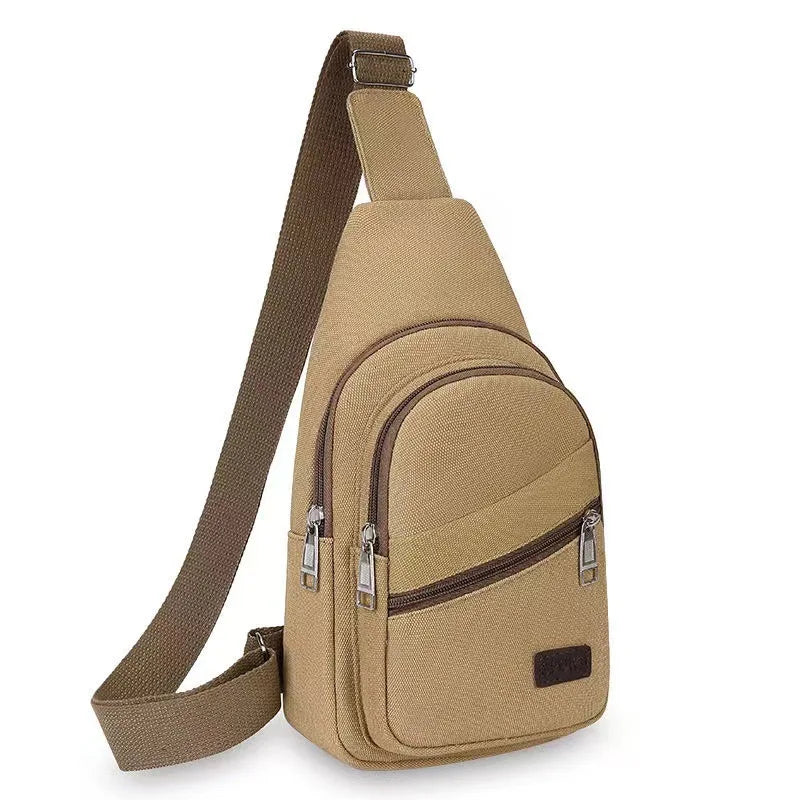 Men's Retro Canvas Crossbody Bag – Waterproof Multi-Pocket Chest Pack