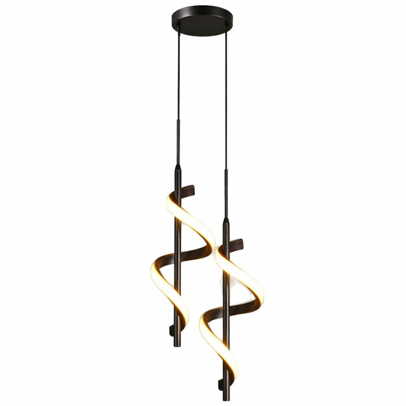 Black Double Spiral LED Pendant Light – Modern Ceiling Feature