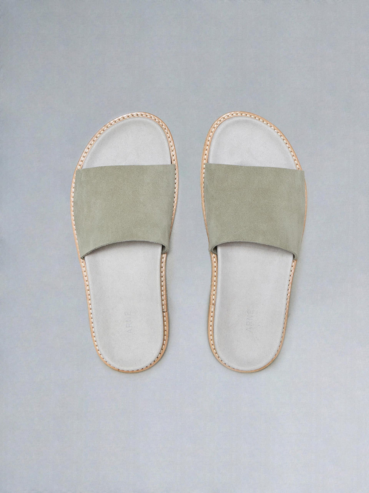 Suede Slides in Olive