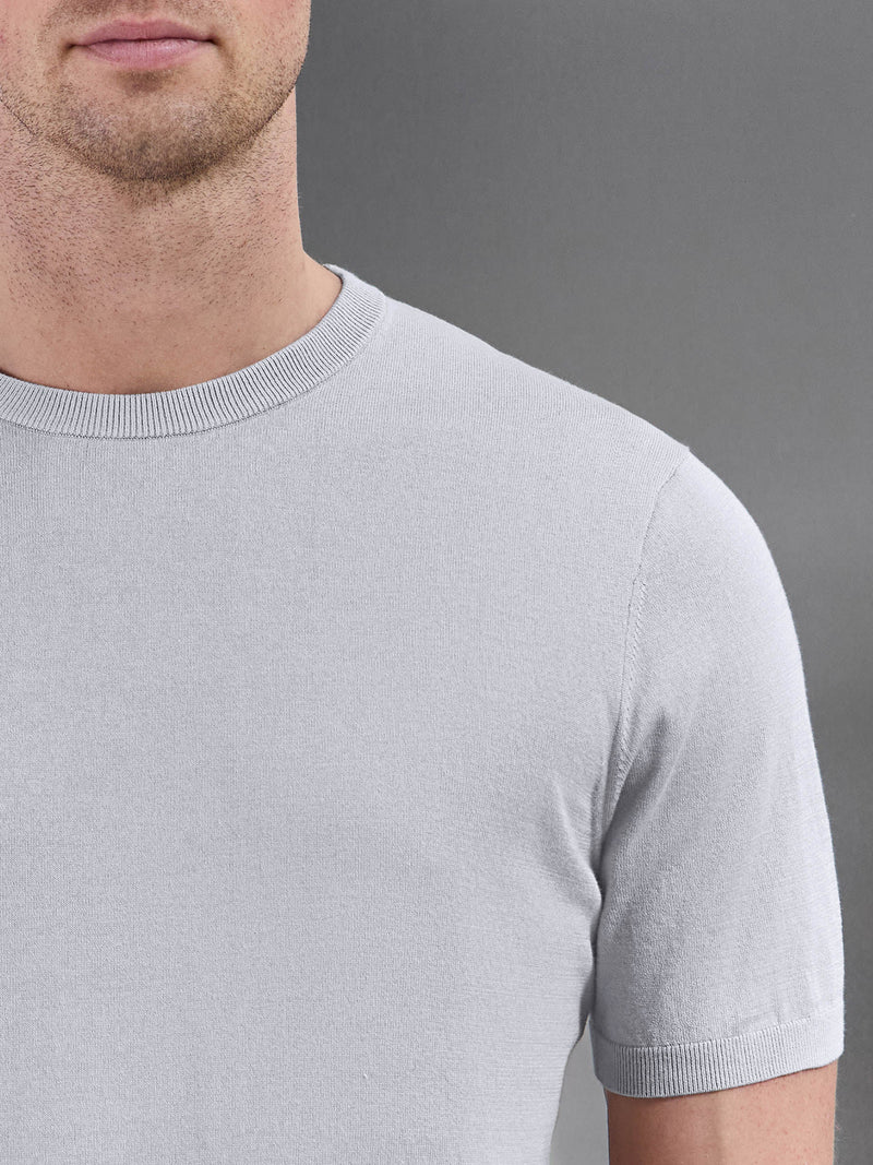 Summer Cotton Knitted T-Shirt in Stone