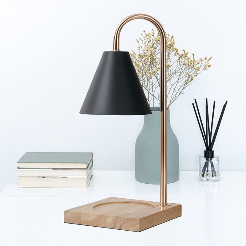Modern Electric Candle Warmer Lamp with Wooden Base