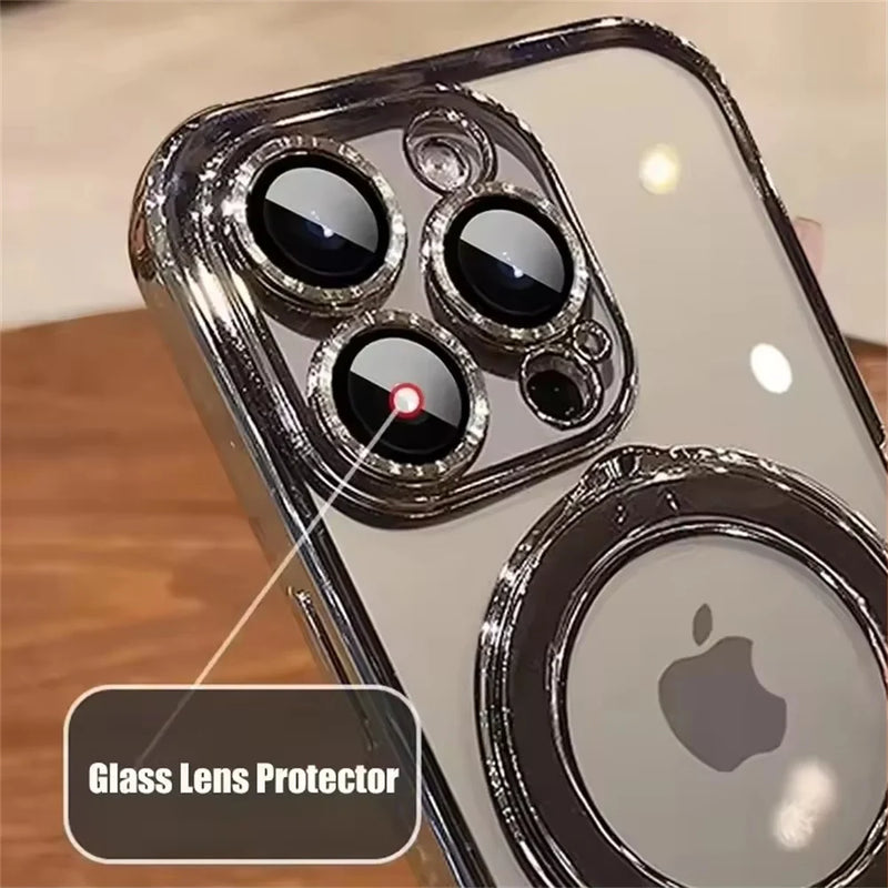 Luxury MagSafe Clear Case for iPhone – Magnetic Ring Stand & Premium Acrylic Cover