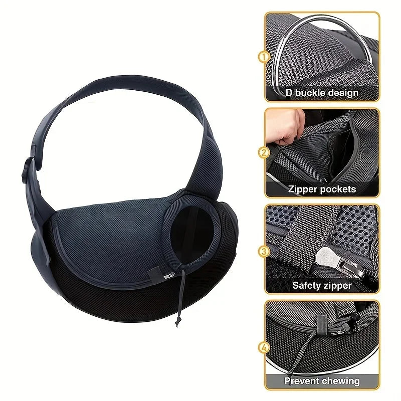 Pet Sling Carrier Bag – Breathable Mesh for Dogs & Cats