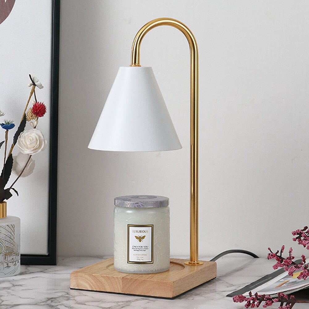 Modern Electric Candle Warmer Lamp with Wooden Base