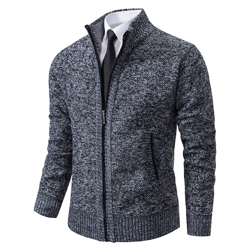 Men’s Fleece Jacket – Warm Stand Collar Zip-Up