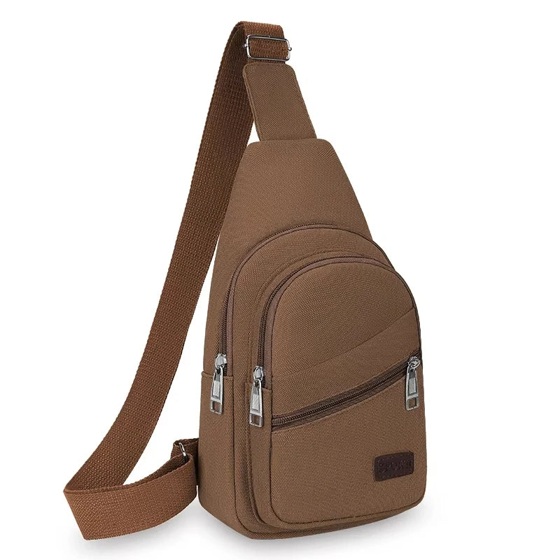 Men's Retro Canvas Crossbody Bag – Waterproof Multi-Pocket Chest Pack