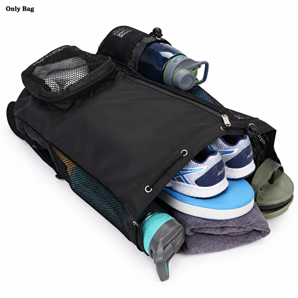Mesh Swim Backpack – Wet Pocket, Drawstring & Gym Bag