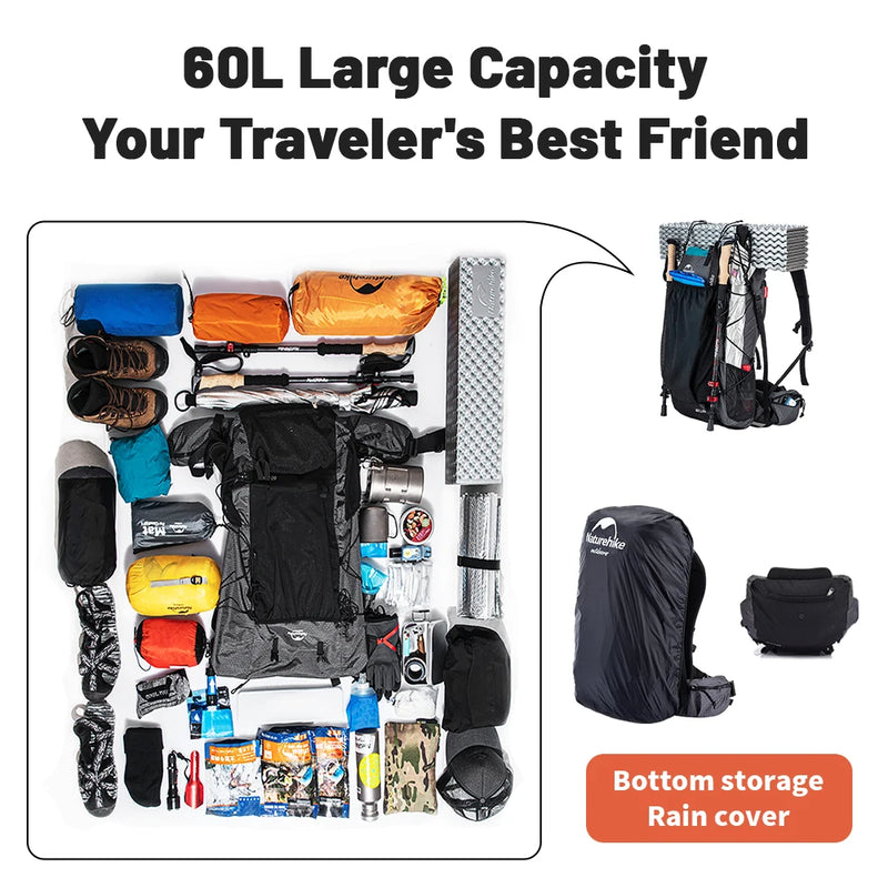 60+5L Hiking Backpack – Ultralight & Waterproof