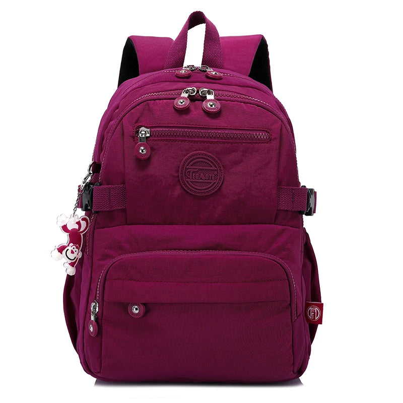 Waterproof Nylon Backpack for Women & Girls – Spacious Multi-Pocket Travel & School Bag