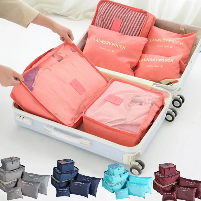6-Pc Travel Packing Organizers – Foldable Suitcase Storage Bags