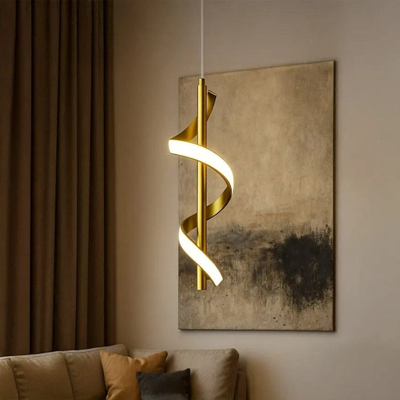 Gold Spiral LED Pendant Light