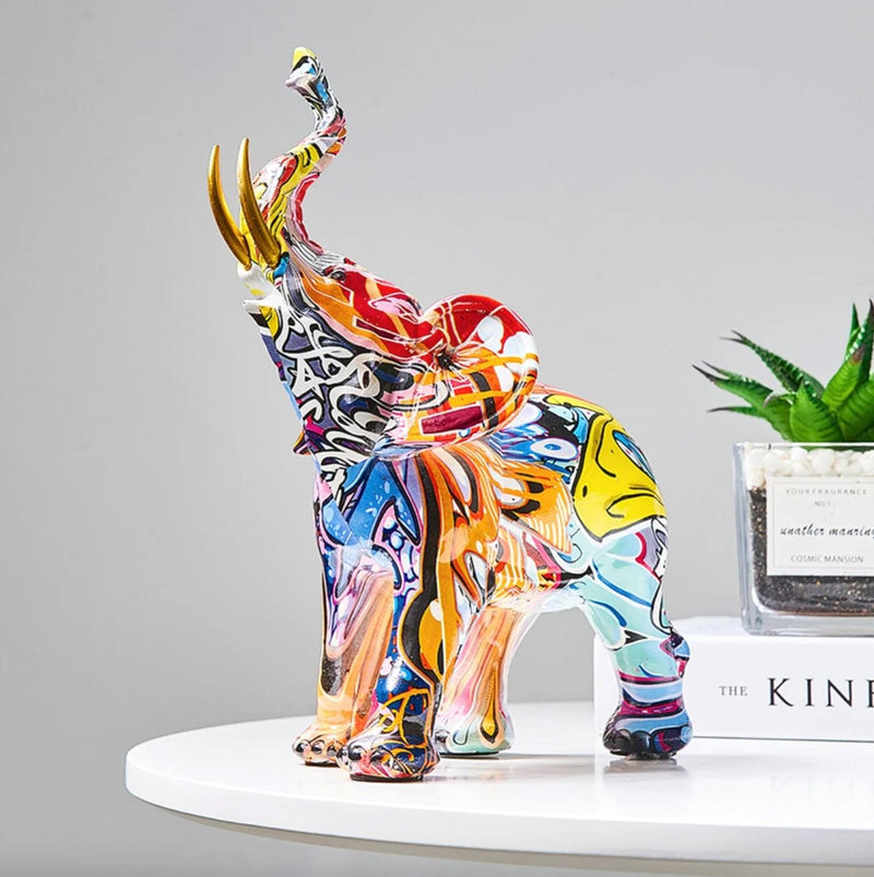 Escultura Elefante Grafite Street & Colors Conceito Street 8.5cm x 18cm 