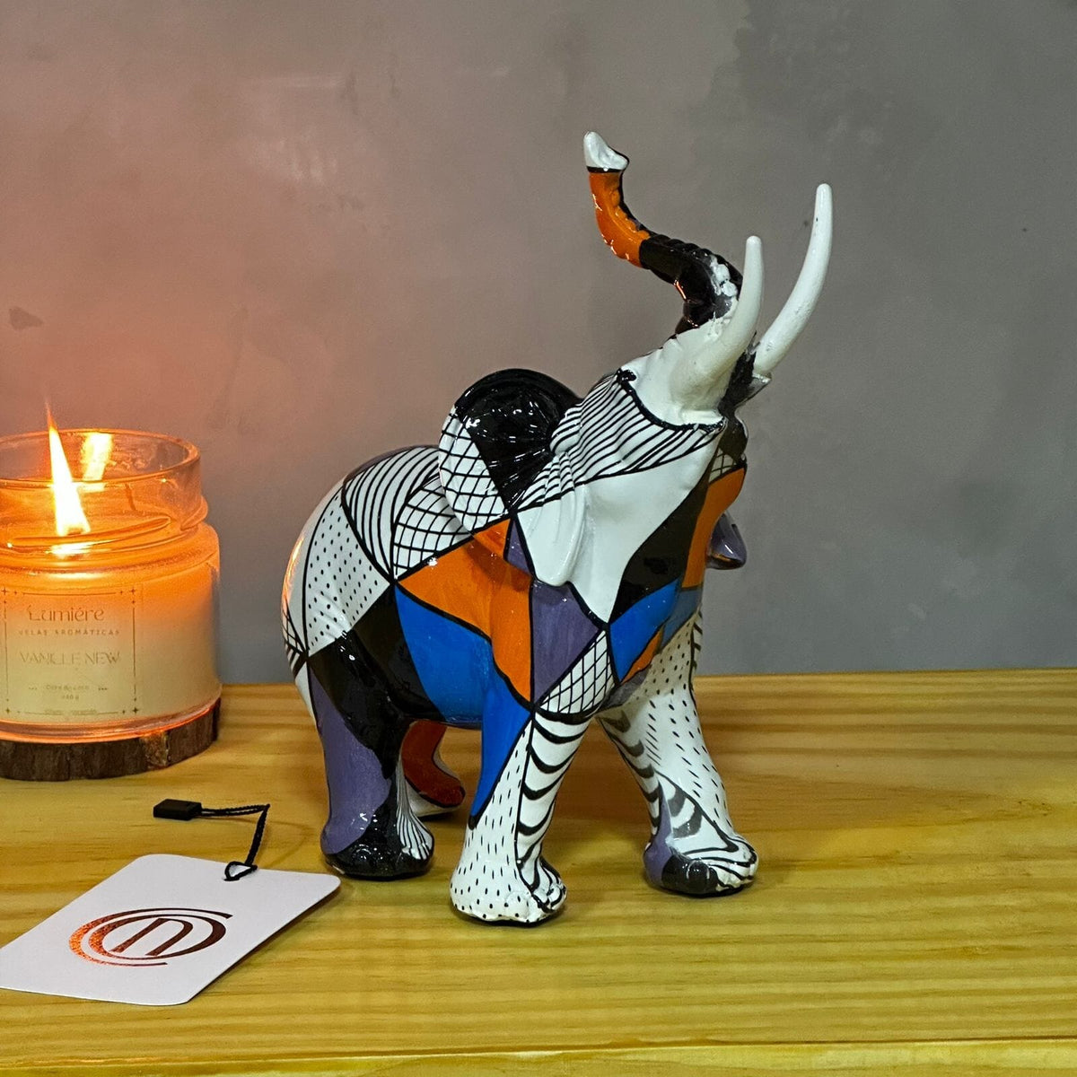 Escultura Elefante Pintura Mosaico Resina - 0020 projeto-150 Filhote Origami 