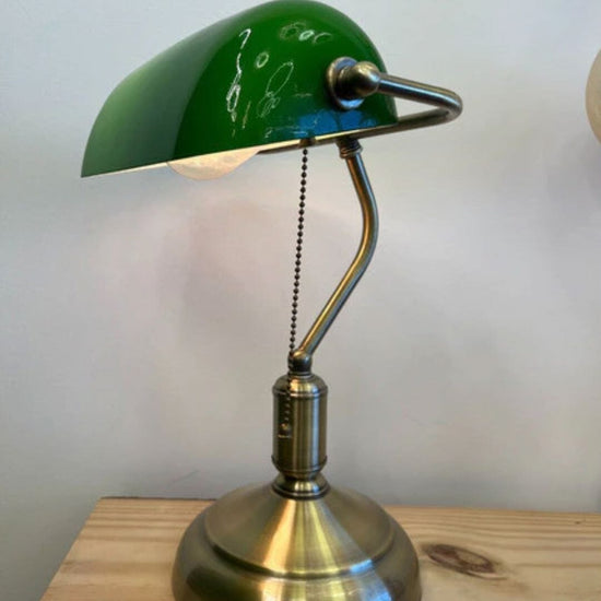 Luminária Abajur Banqueiro Retrô Vintage - Vidro Clássico Esmeralda Conceito 