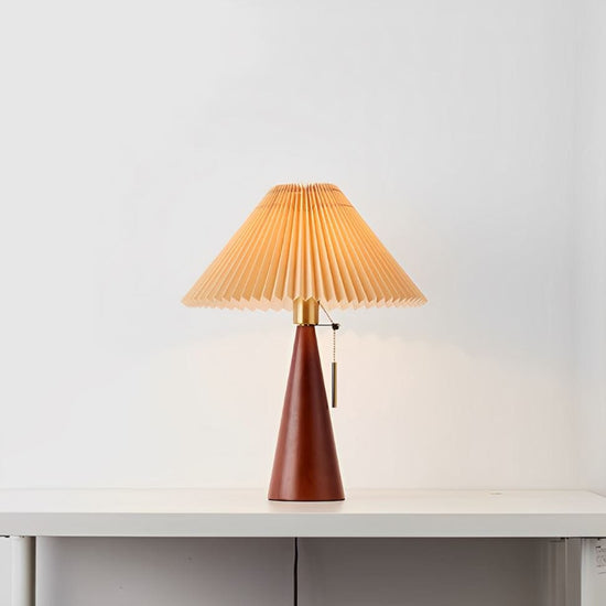 Luminária Abajur de Mesa Cogumelo Plissé de Madeira 50cm Conceito 