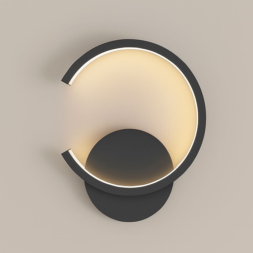 Luminária Arandela de Parede Eclipse Nordic Led Arandela 0061 Conceito Preto Luz Quente 