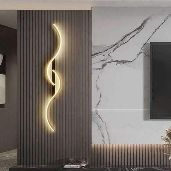 Luminária Arandela de Parede Onda Dupla Dourada Arandela 0040 Conceito 