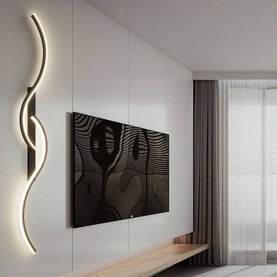 Luminária de Parede Onda Dupla luzes projeto-150 Preto 60cm 