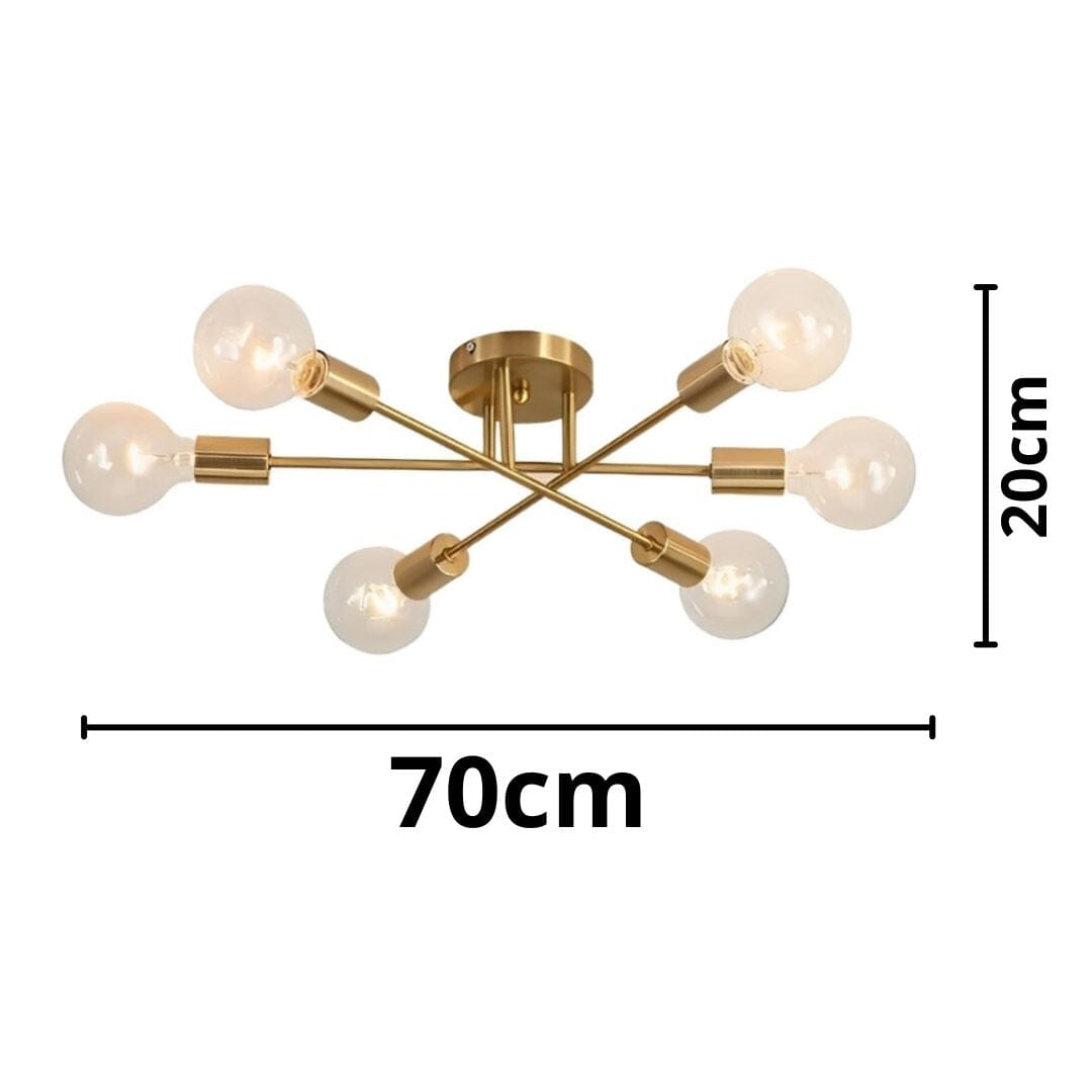 Sputnik Gold Ceiling Light – Modern 6-Light Chandelier with Adjustable Arms