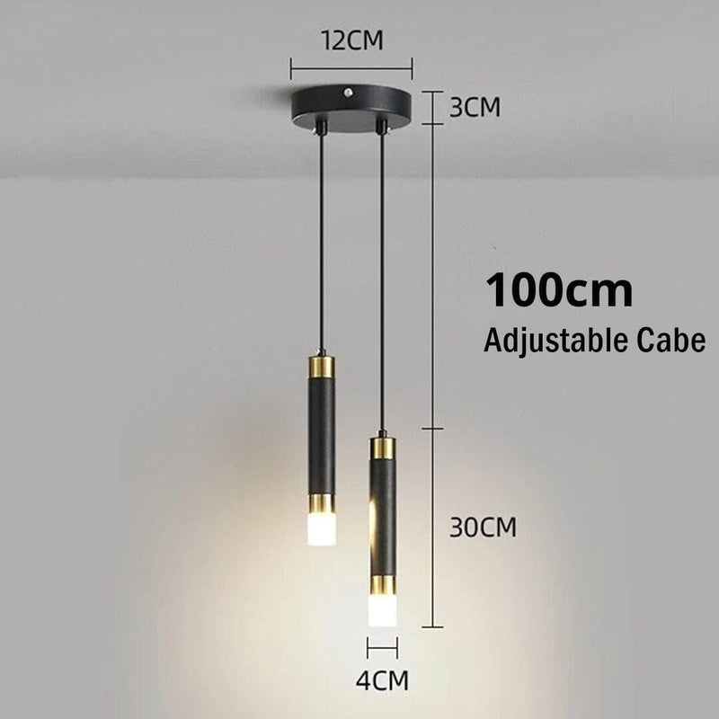 Dual Cylinder Black and Gold Pendant Light
