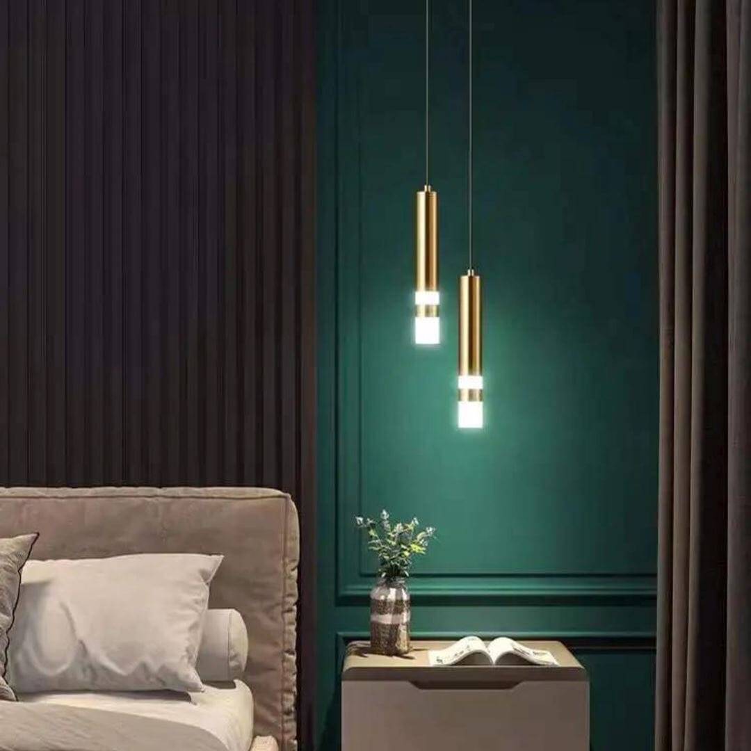 Dual Cylinder Black and Gold Pendant Light