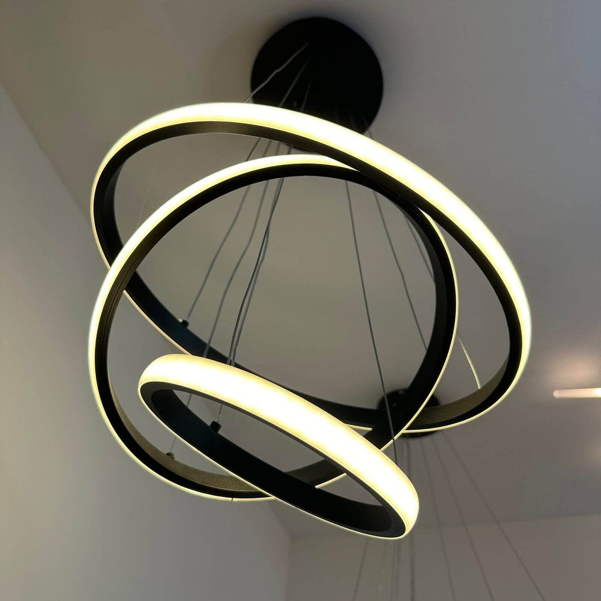 Lustre Pendente Circular Triplo em Led para Sala Jantar Lustre - 0024 Conceito 