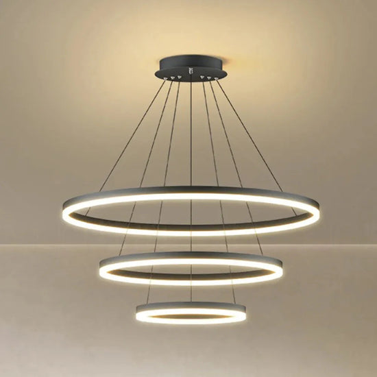 Lustre Pendente Circular Triplo em Led para Sala Jantar luzes projeto-150 