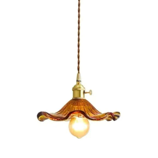 Lustre Pendente de Luxo Floral Vintage Retrô Pendente - 0044 YuDome Laranja 