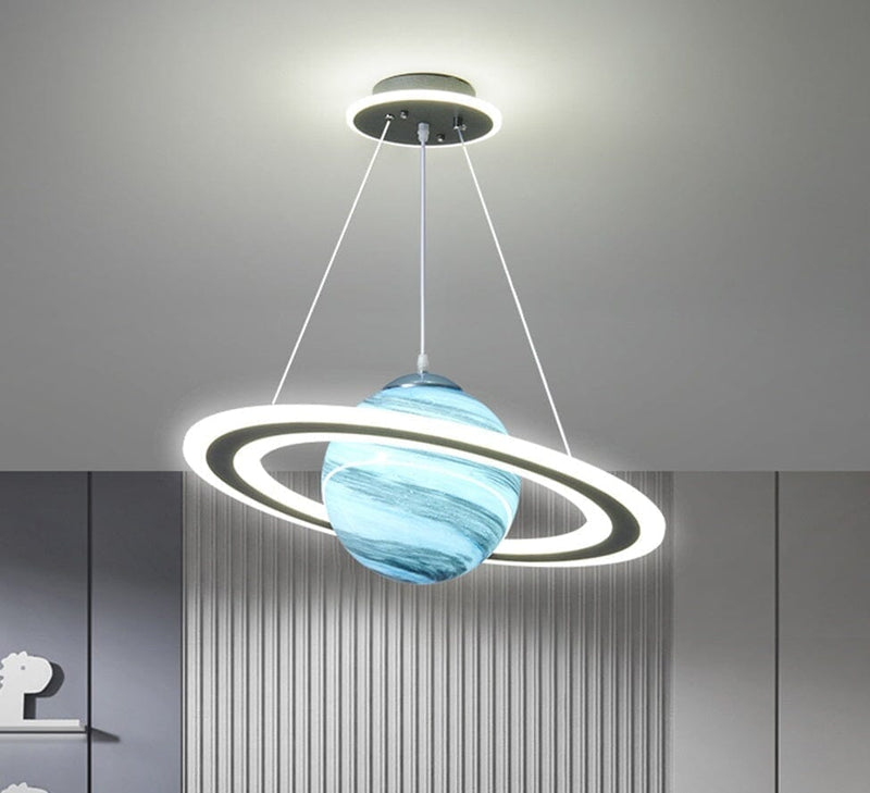 Lustre Pendente Decorativo Saturno luzes projeto-150 Azul 