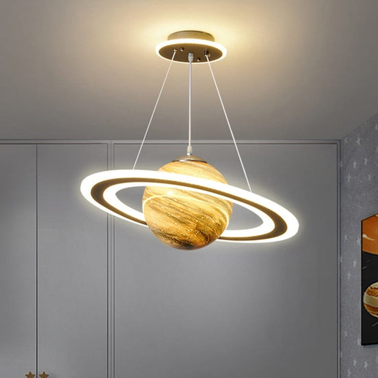 Lustre Pendente Decorativo Saturno luzes projeto-150 Laranja 