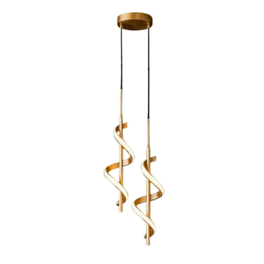 Lustre Pendente Duplo em Espiral Dourado de Led Pendente - 0033 Conceito 