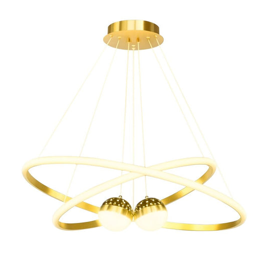 Lustre Pendente Luxuoso Circular Duplo em Led Lustre - 0012 Conceito 