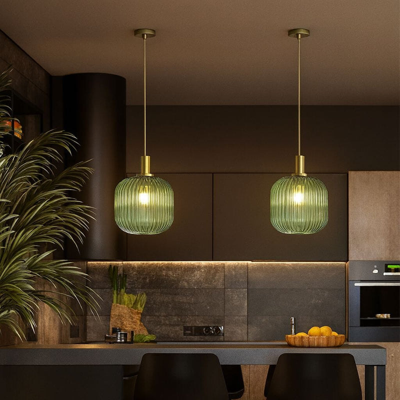 Luxurious Retro Green Glass Pendant Light